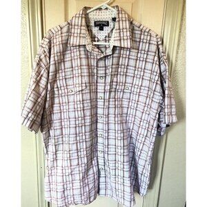 Panhandle Mens XL Brown Plaid Pearl Snap Short Sleeve Western Shirt
